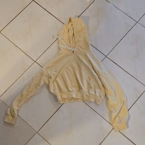 Forever 21 Cream Crop Hoodie Long Sleeve Relaxed